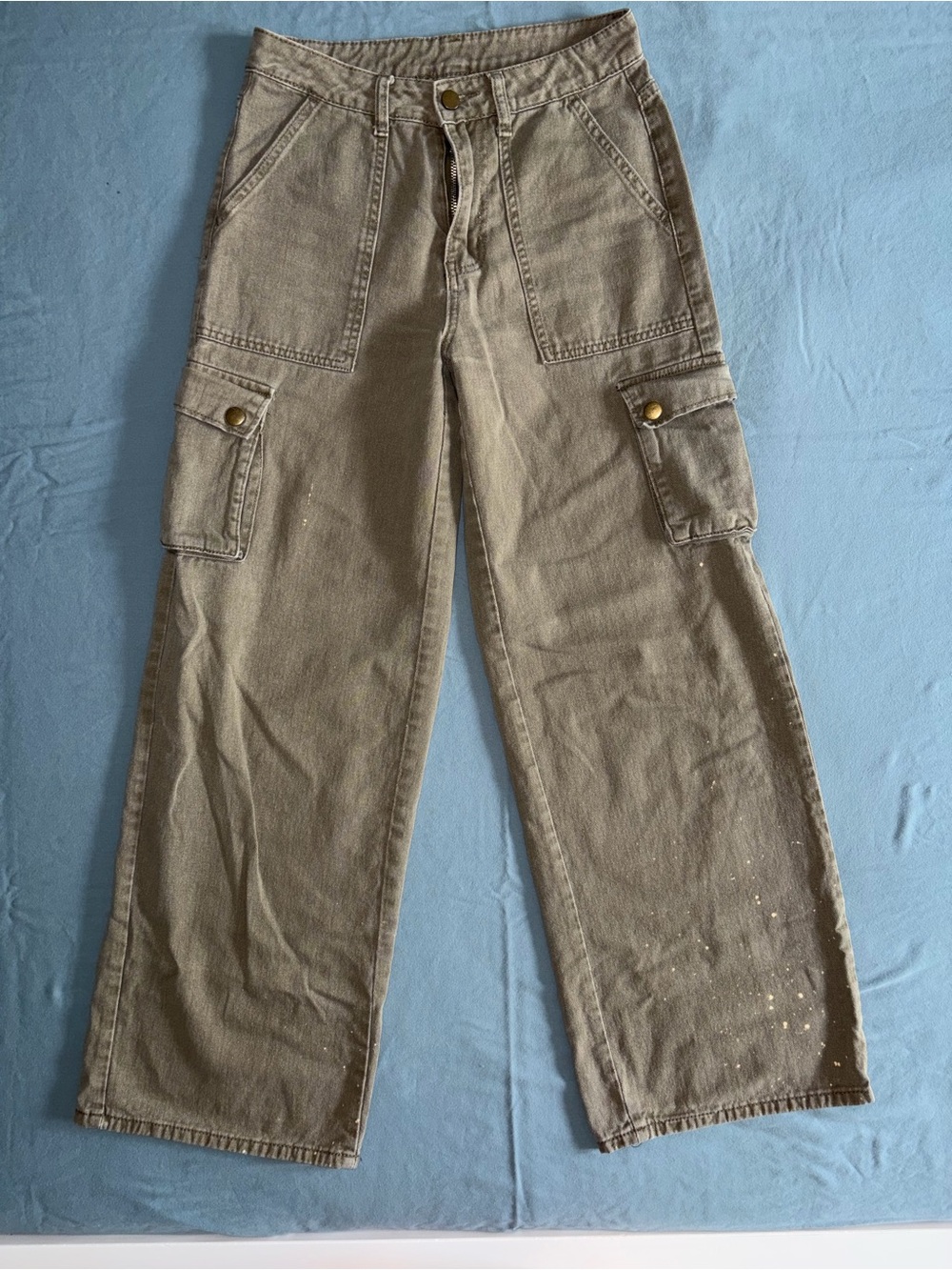 SHEIN Olive Green Wide-Leg Cargo Pants